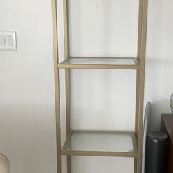 2 Tall Gold Glass Shelves 