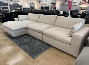 Linen 3-Piece Chaise Sectional 