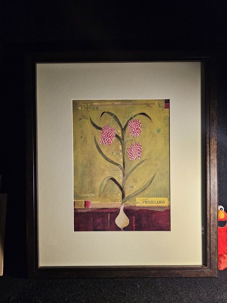 Vintage 70-80s Rare Hard To Find 22"X28" Art In Motion "FRITILLARIA" Whimsy Print by Sandrine Gayet