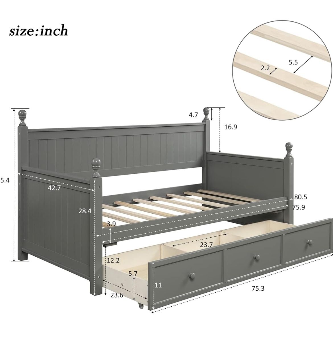 Twin Size Daybed With Drawers
