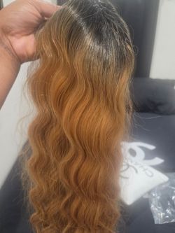 Ombre Black Root Gold Wig
