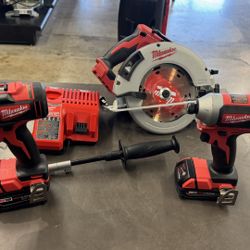 Milwaukee M18 brushless 3 pc tool set w 2 batt and charger no trades pick up in Tacoma FIRM PRICE 