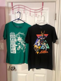 My Hero Academia Lot Of 2 Mens Size Medium Tshirts.  Preowned Good Condition.