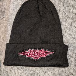 Harley Davidson 💀💀💀 Black Winter Hat Beenie 💀💀💀 Black & Hot Pink Embroidered Logo 💀💀💀