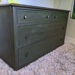 Dark Green Dresser With Distressed Finish