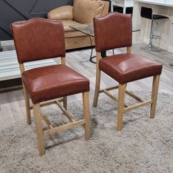 Brown Leather Barstools