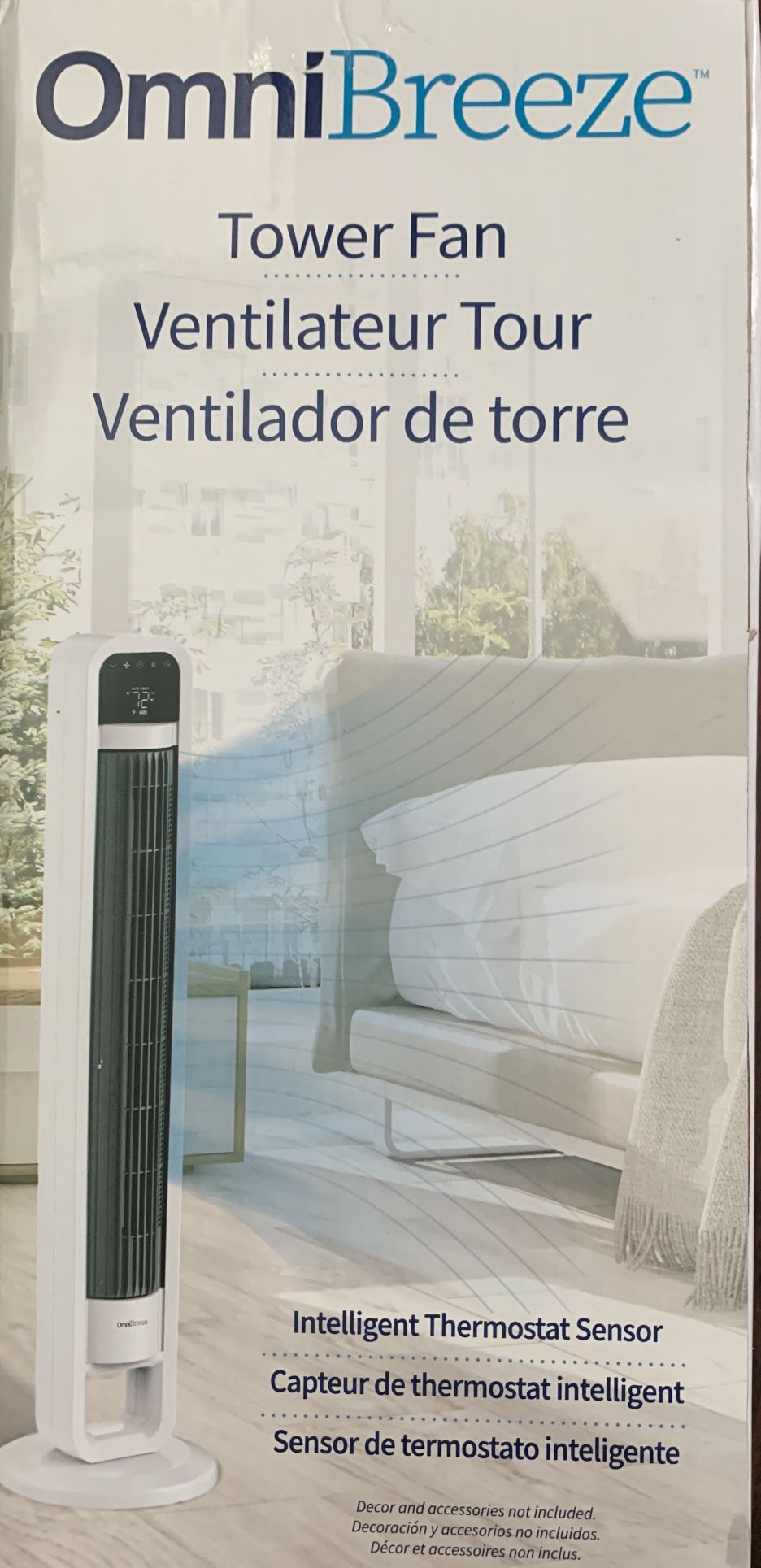 New! OmniBreeze Tower Fan with Internal Oscillation and Wi-Fi, Akexa, Google Home