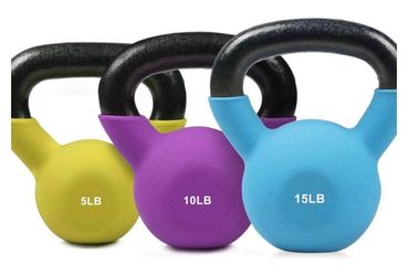 RitFit Neoprene Coated Kettlebell Weight Set, Solid Cast Iron, 5-15 LB (5+10+15 LB)