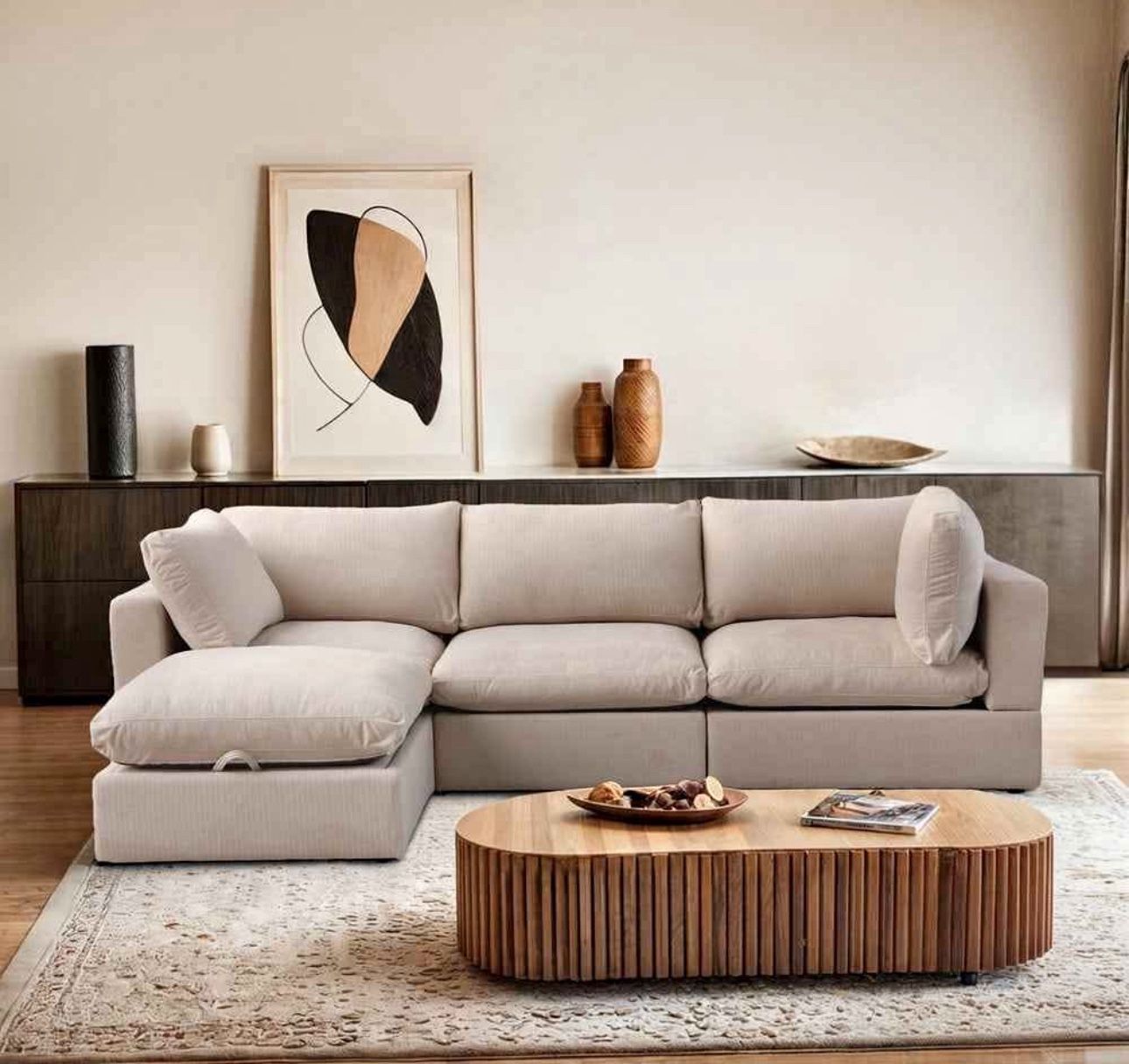 Brand-new in box Beige Cloud Sectional Couch + Ottoman modular couch