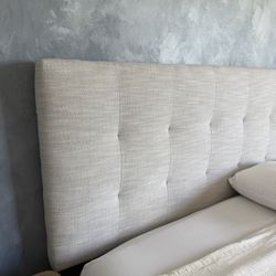 West Elm Light Grey Queen Wall-Mounted Headboard, Frost Gray