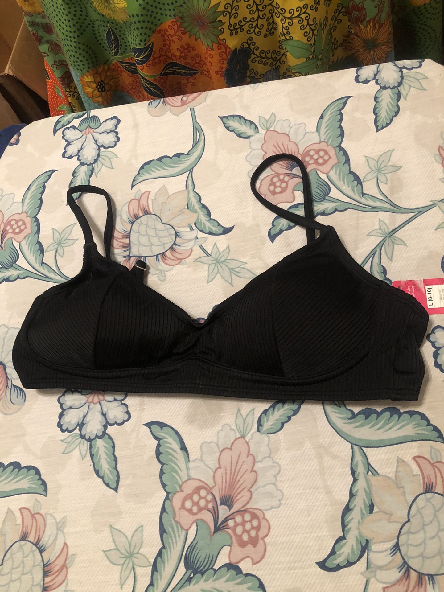 Ribbed bralette bikini top black