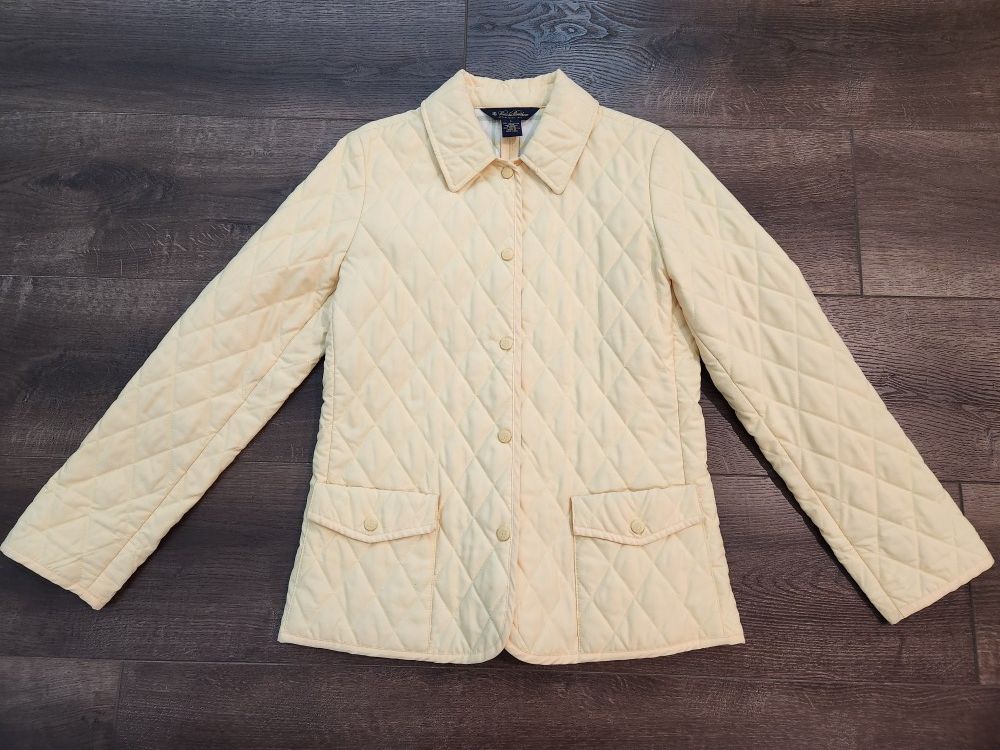 BROOKS BROTHERS Quilted Lined Yellow Jacket Coat Plaid , size 6, good condition