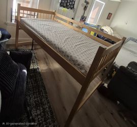 Loft bed and twin mattress