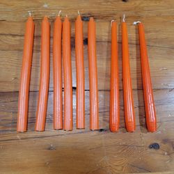 9 Orange Candles ~ 3 Tapered & 6 Straight, Thanksgiving, Fall, Halloween 