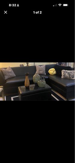 Sectional couch with TV stand