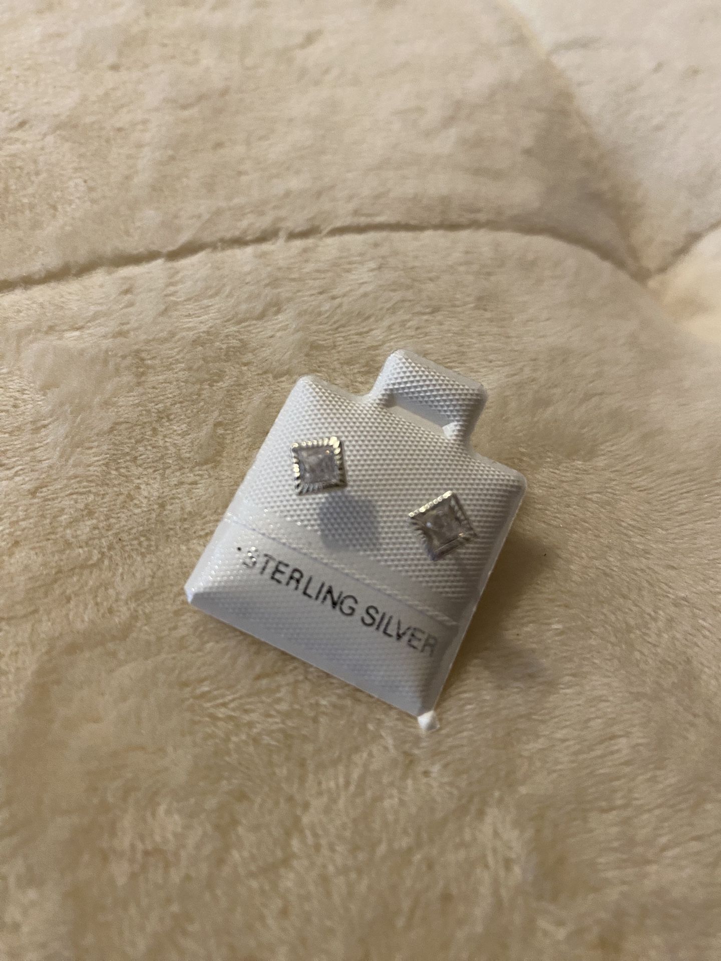 silver diamond  earrings