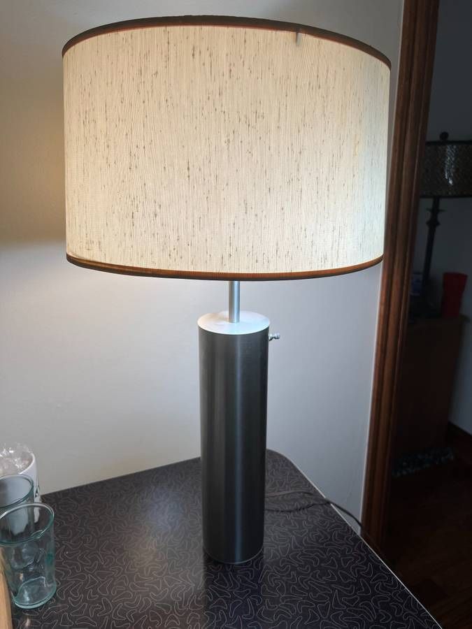 Walter Von Nessen for Nessen Studio NY Satin Nickel Cylinder Lamp