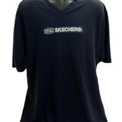 Vintage Skechers USA Logo T-Shirt Men’s V-Neck Navy Blue -, Made in USA Y2K
