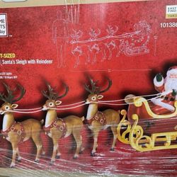 9 ft. LED Santa's Sleigh with 3 Reindeer's Outdoor Decoration 