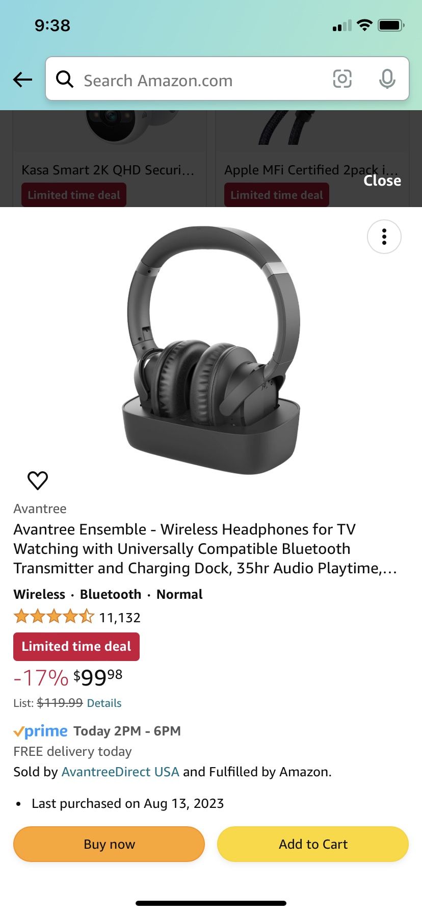 wireless tv headphone set