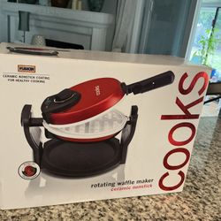 Cooks 180* Rotating Waffle Maker easy clean non stick folding handle 
