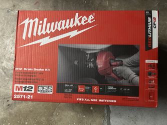 New New Milwaukee M12 12-V Lithium-Ion Cordless Drain Snake Auger W/ (1) 1.5Ah Battery, 5/16 in. x 25 ft
