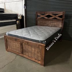 Full Solid Wood Bed With Mattress $460