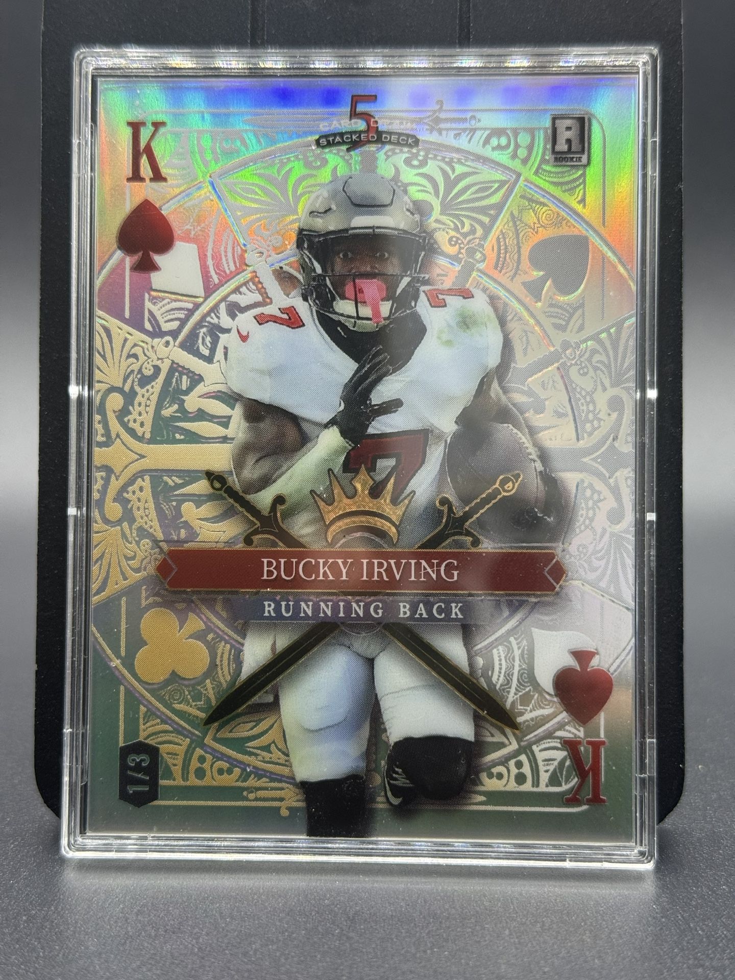 Bucky Irving “King of Spades” Wild Card 5 Card Draw Stacked Deck Rookie – 1/3 SSP