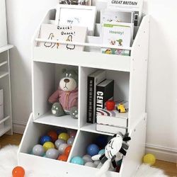 Bophy White Fun Bookshelf, Large Toy Storage Space,  Retail Price: $70