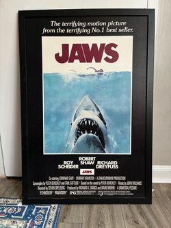 Jaws Framed Paint Printed Movie Poster