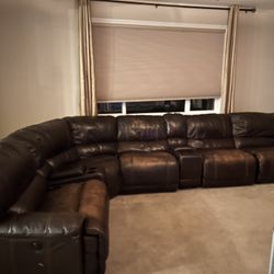 Brown Leather Sectional