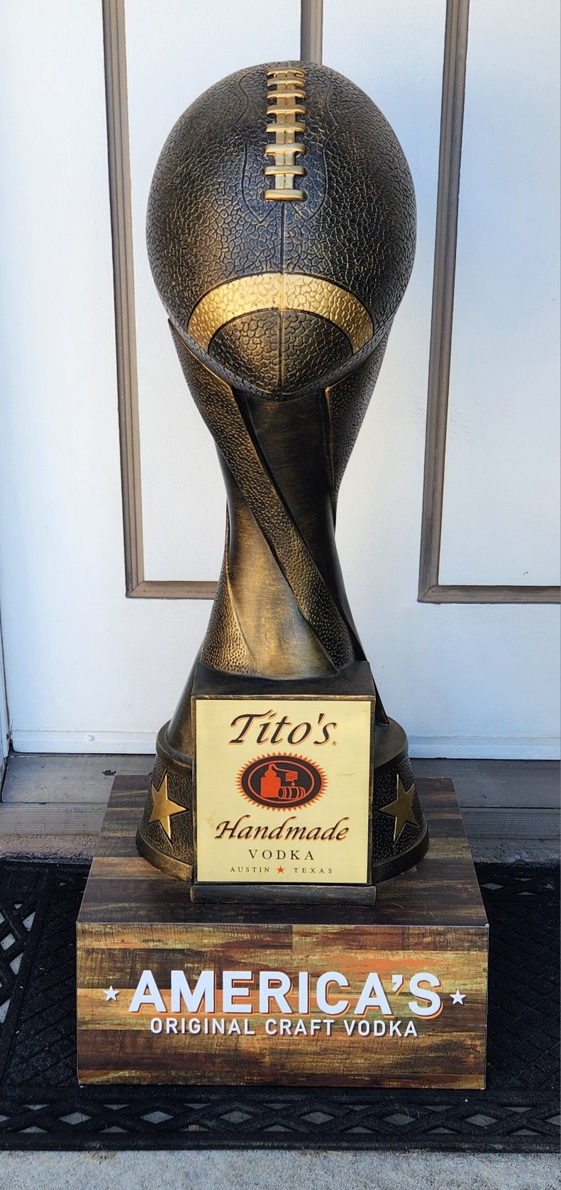 One of a Kind Fantasy Football Trophy! This is a huge Tito's Vodka / Superbowl Style Trophy
