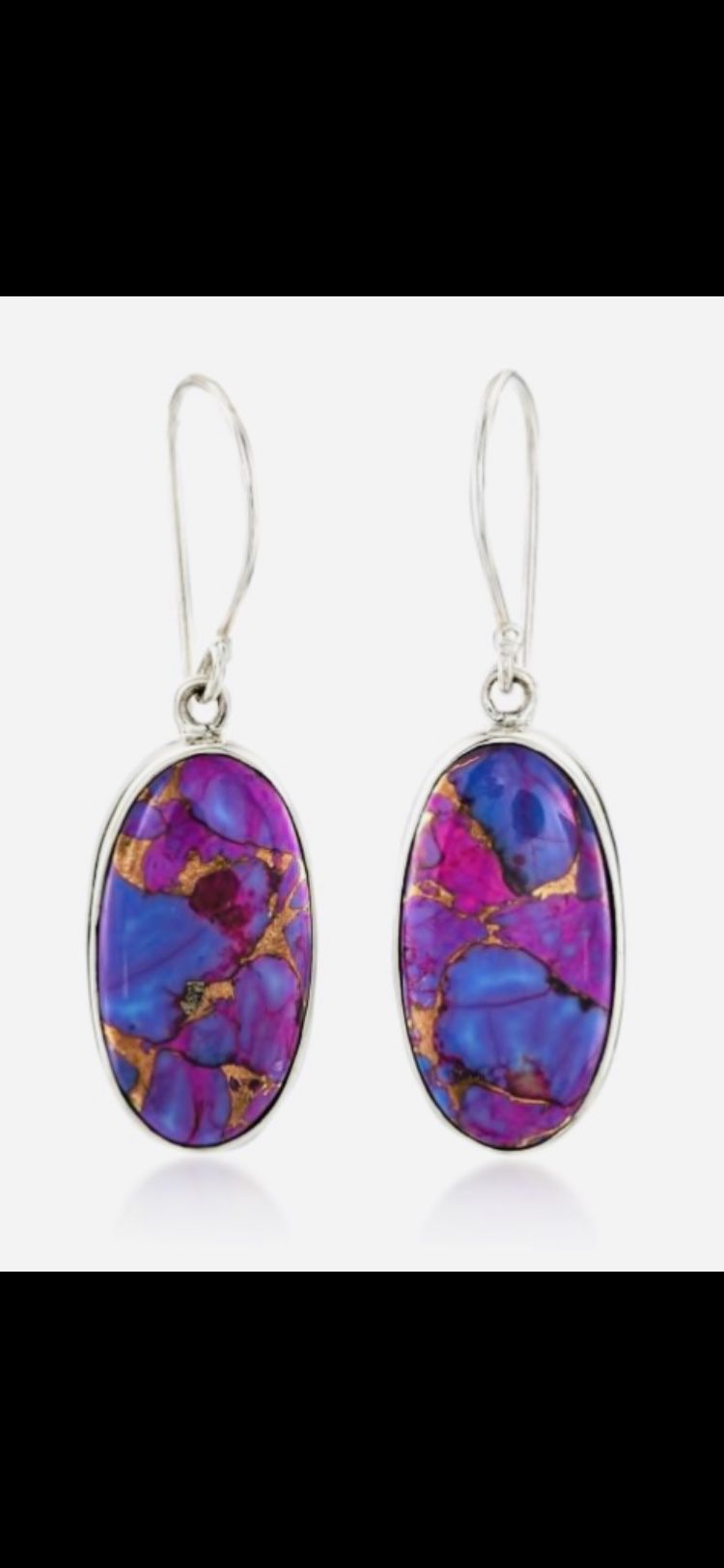 Gorgeous Purple Turquoise Drop Earrings Set In 925 Sterling Silver 