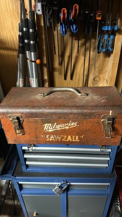 Vintage Milwaukee Sawzall Metal Toolbox & Vintage Wrench Collection
