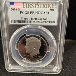 2016 S Gem Proof Happy Birthday Kennedy Half Dollar Graded By PCGS At PR69 S-14