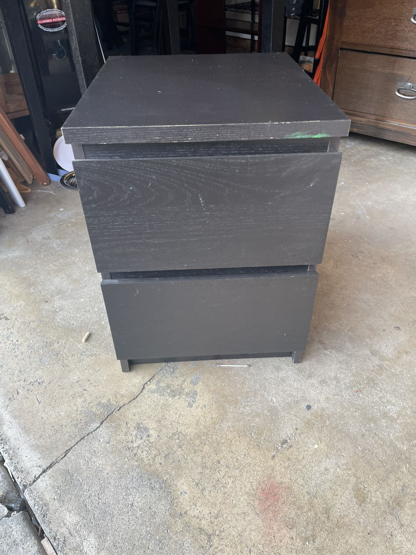 Nice 1 Black Night Stand With 2 Drawers