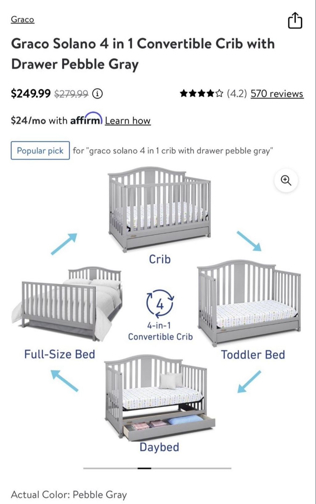 Graco Solano 4 In 1 Convertible Crib With Drawer