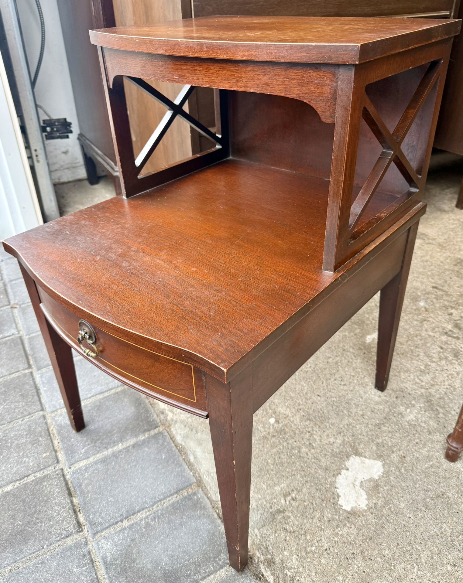 One Mahogany 2 Tier Single Drawer End Table