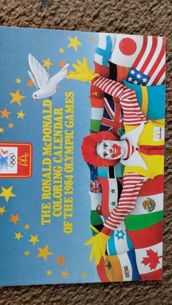 The Ronald McDonald coloring calendar of the 1984. Olympic games