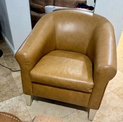 Leather arm chair Tan Faux-Leather Tub Chair