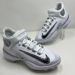 Nike Alpha Huarache Elite 4 Mid White Baseball Cleats FD2744-100 Men Size 7.5