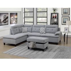 Gorgeous 3 Piece Sectional and Ottoman with Storage