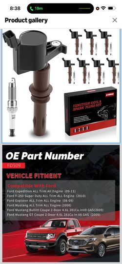FD509 Ignition Coil Pack and Iridium Spark Plugs Set of 8,