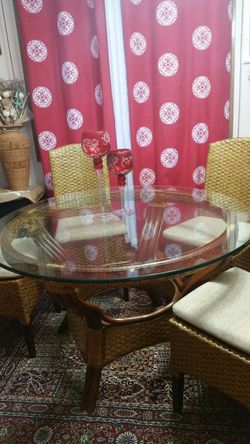 Pier 1 bamboo style glass table and 4 chairs