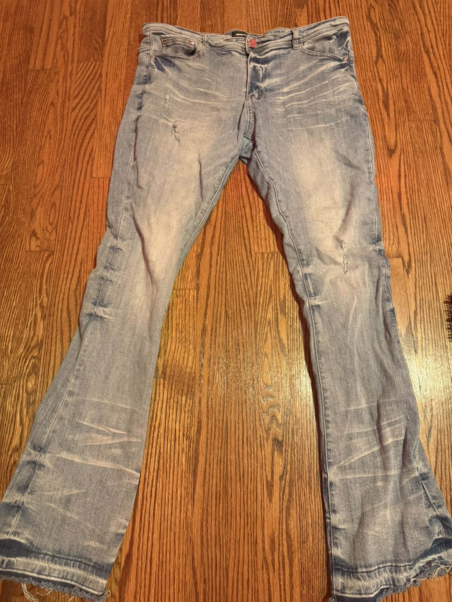 Washed flared jeans
