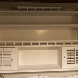 Hanging Wood White Shelf With Cabinets 
