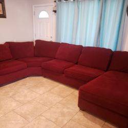 Sectional Red Sofa Good Shape. 
