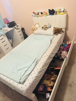 Twin Size Bed Frame With Storage and Twin XL mattress