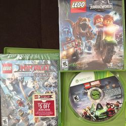 1 XBOX ONE Ninjago Movie Video Game 1 XBOX 360 Lego Marvel Super Hero’s 1 XBOX Lego Jurassic Park 