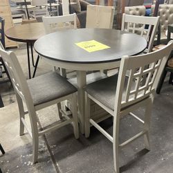 Round Dining Table Set With Extensión Leaf